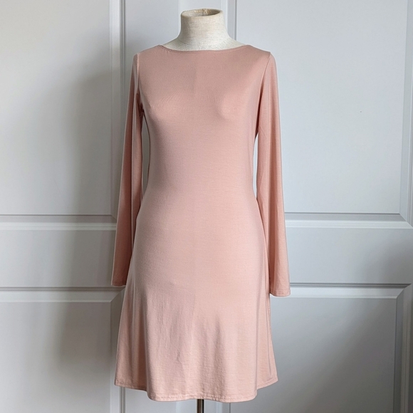 Reformation Avant Mini Dress Long Sleeve Open Back Ribbon Ties Blush Pink M NWT - Picture 3 of 14